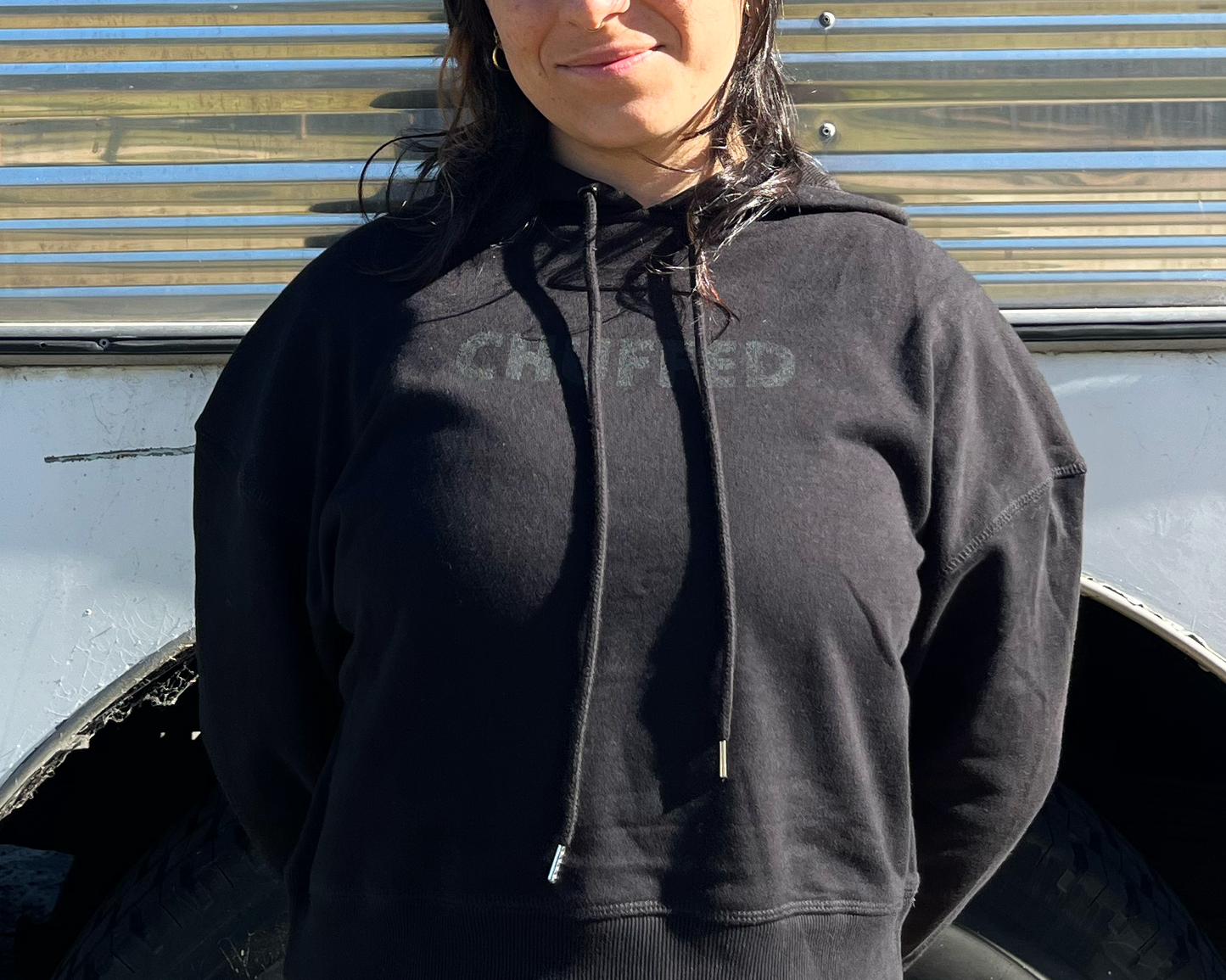 Black on Black CHUFFED Crop Hoodie