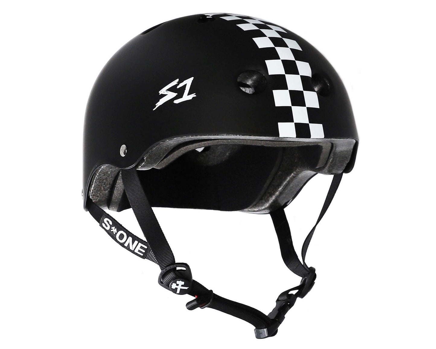 S1 Lifer Helmet - Matte Black w/ White Checkers