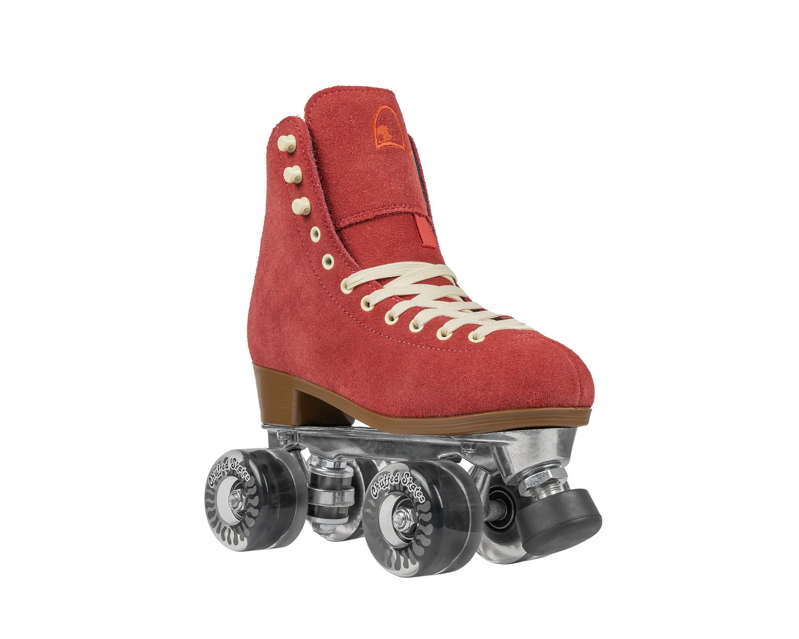 Red suede roller store skates