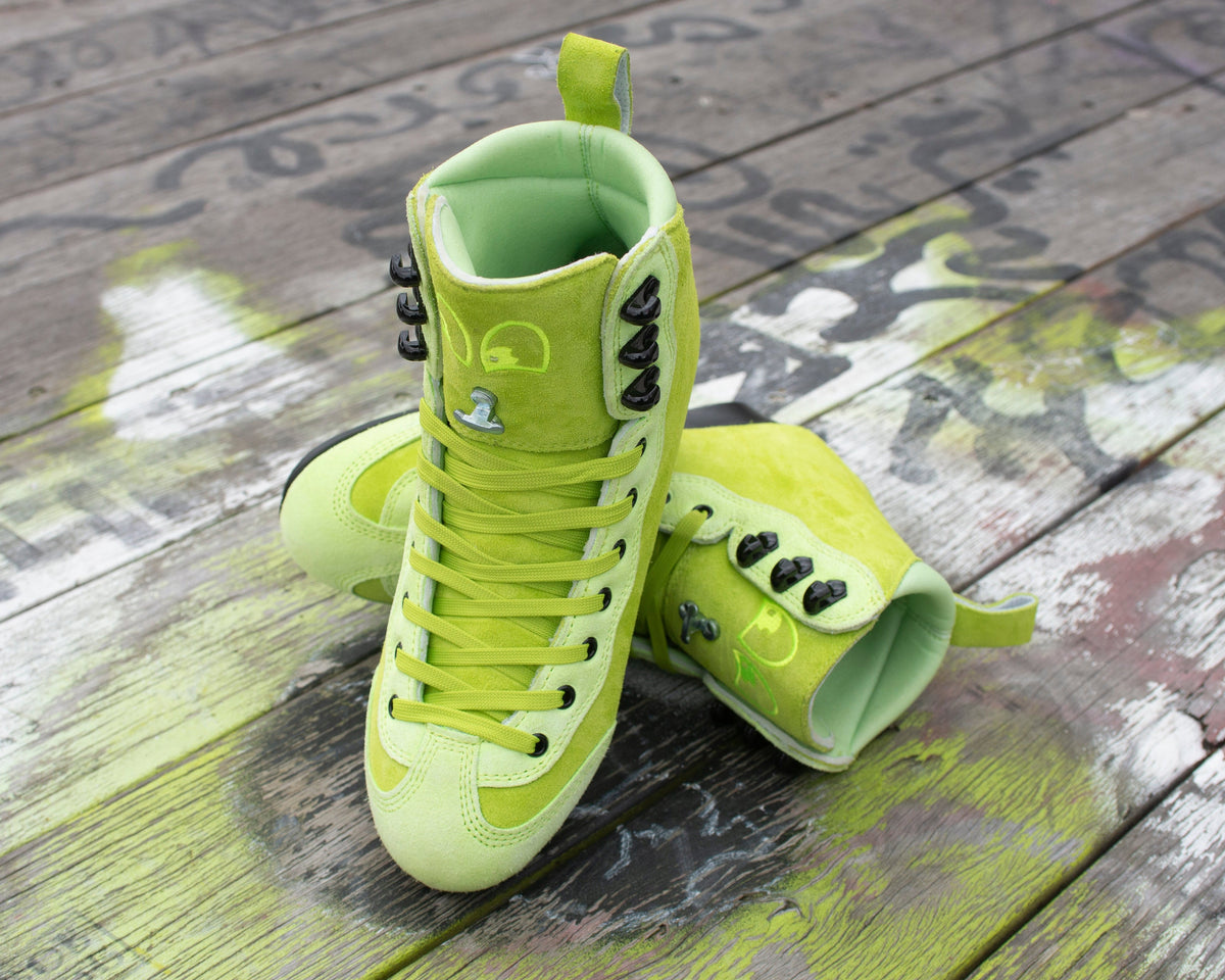 Chuffed Skates PRO BOOT - RIB - Green Suede Roller Skate Boot